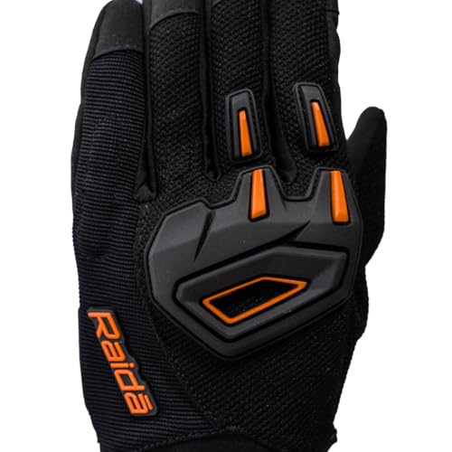 Image of Raida Avantur 2.0 Motorcycle Gloves | Vegan Friendly | Enhanced Knuckle Protection | Touchscreen Compatible | Lightweight & Comfortable | Ideal for Daily Commute & Weekend Rides (Orange, M)