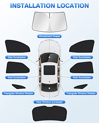 Image of Canvcle Sunshades for 2018-2024 Chevrolet /Chevy Equinox Accessories Windshield Sunshade Side Rear Windows Sun Visor Privacy Protection Keep Vehicle Cool Black 8PCS