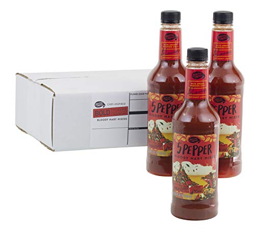 Master of Mixes 5 Pepper Extra Spicy Bloody Mary Drink Mix, Ready to Use, 1 Liter Bottle (33.8 Fl Oz), Pack of 3
