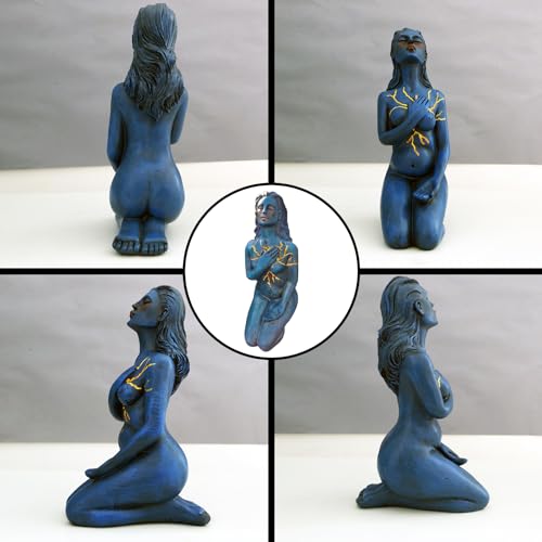 Escultura Diosa del Amor Propio 6.7in Azul Resina miniatura 3
