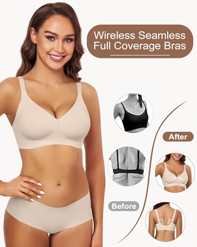 HORISUN Wireless Bras for Women Soft Comfortable No Underwire T Shirt Bra Full Coverage Bras with Support3