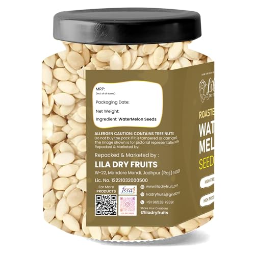 Image of LILA DRY FRUITS Roasted Watermelon Seeds 100 Grams | Crunchy Healthy Snack Plant Protein Rich Seeds | Daily Nutrition & Guilt Free Snacking Perfect for Gifting