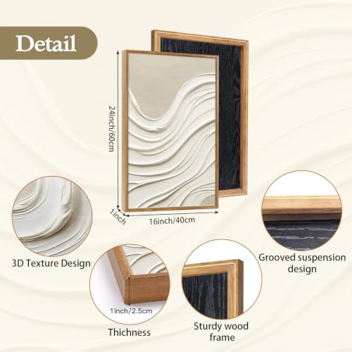Image of CHDITB 3D Small Wave Relief Wall Art,Neutral Earth Tone Textured Wall Decor