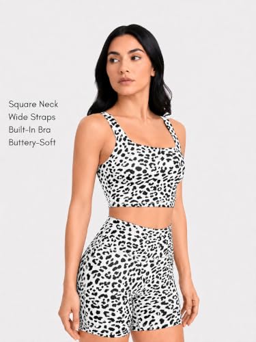 Image of Sunzel Square Neck Longline Sports Bra, Built-in Bra Crop Tank Top