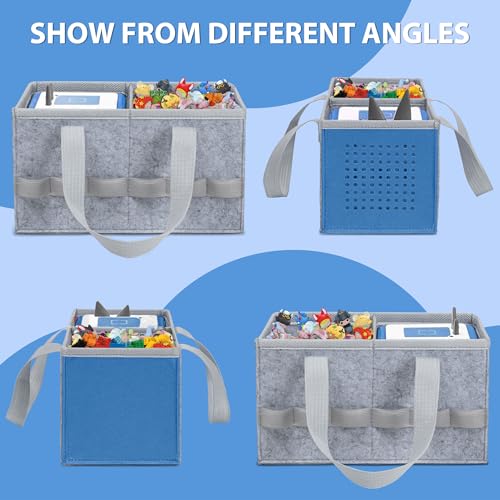 Image of IBVIVIC Carrying Case for Toniebox Starter Set and Figurines, Portable Travel Felt Cloth Musical Toy Folding Bag with Handle for Toniebox 2 and Accessories (Ocean Blue)