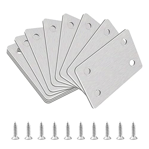 INCREWAY Supports de renfort d'angle plats, 10 pièces Support d'étagère de soutien droit en acier inoxydable Supports de renfort d'angle plats Réparation de plaques de réparation Assemblage Cover