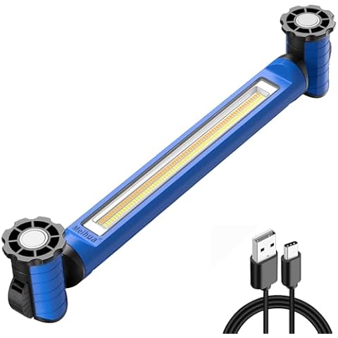 MEIHUA Work Light for Mechanic, 3000LM Bright LED Work Lights, 5000mAh Rechargeable Underhood Work Light Bar with Hooks, Magnetic Mechanic Light for Car Repairing/Inspection/Garage/Workshop/Emergency Cover