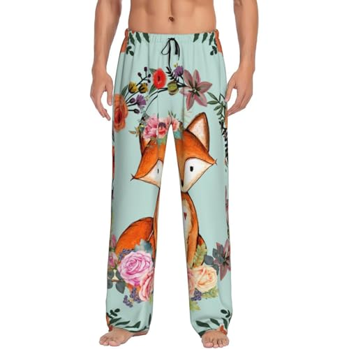 Flower Fox Pajama Pants for Men, Men's Separate Bottoms, Lounge Pants, Funny, Humorous - Main Image