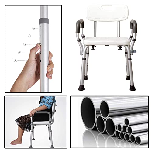 Tabouret de douche avec poignées et assise découpée sans outil