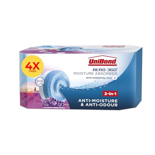 UniBond AERO 360° Moisture Absorber Neutral Refill Tab, aromatherapy, ultra-absorbent and odour-neutralising, for AERO 360° Dehumidifier, Condensation Absorbers, 4 Pack (4 x 450g)