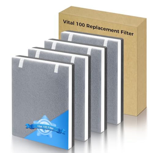 Image of 4 Pack Vital 100 Replacement Filter for LEVOIT Air Purifier | 3-in-1 HEPA and Activated Carbon Filter, Part Number Vital 100-RF