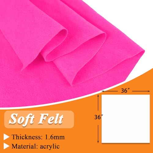 Image of IONTACH 36 inch X 36 inch Soft Felt Fabric 1.6mm Thick (Hot Pink) | Felt Sheets for Crafts, Embroidery, Patchwork, Liner, School Projects, Home Decoration