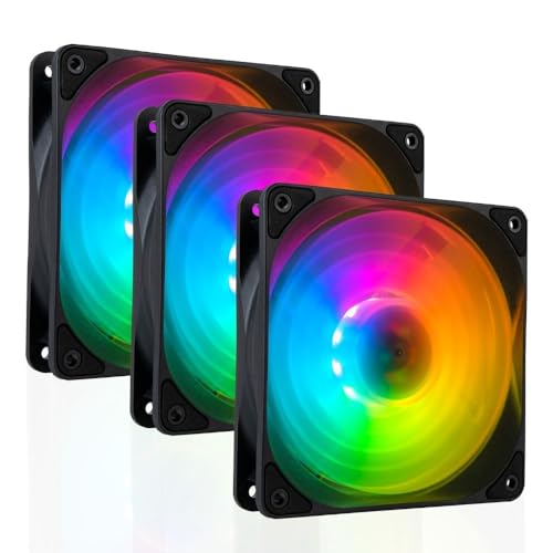 Empower PC 3個パック ロータス ハイパフォーマンス 静音 ARGB CPU冷却ファン (600-2000rpm PWM、デイジーチェーン可能、3mm H2O圧力 & 62CFM エアフロー @29dBA、3ピン、27 x 120mm、3年保証)
