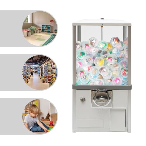 XUANIIIL 25 Cents Vending Machine, Coin Operated Commercial Big Capsule Toys, Huge Capacity Gumball, for Game Stores, Retail Stores, Kids,1.77-1.97 Inches Ball Diameter (White)
