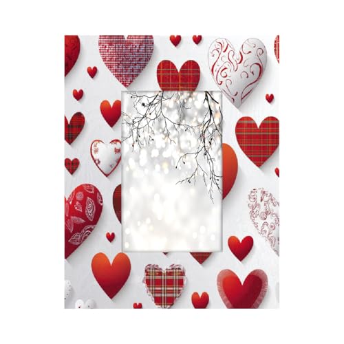 Marco de fotos de madera de 10 x 15 cm, soporte para mesa y pared, marcos de fotos de madera, para el día de San Valentín, cuadros rojos, corazón de amor