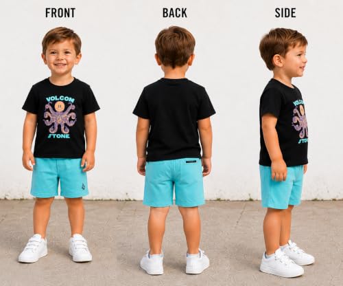 Image of Volcom Toddler Baby Boy Shorts Set - 2 Piece Short Sleeve Graphic Tees and Tech Stretch Shorts for Boys Infant Summer Clothes