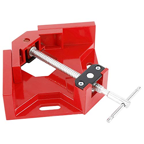 HighFree Right Angle Corner Clamp T-shaped Handle 90 Degree Clamp Aluminum Alloy Angle Right Clamp with Adjustable Swing Jaw for Woodworking Photo Frame Vise Holder (Red)