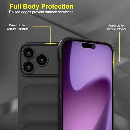Image of amazon basics Back Case Cover for iPhone 17 Pro Max | Compatible for iPhone 17 Pro Max Back Cover | Liquid Silicon Magic Case with Camera Protection | Black