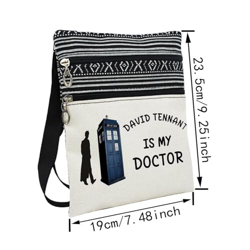 Who TV Show Messenger Bag Small Ethnic Pattern Printed Adjustable Strap Crossbody Zipper Bag David Tennant Is My Doctor Phone Bag Wallet Cute Shoulder Handbag for Women2