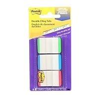 Post-it ost-it Tabs, 25.4mm x 38.1mm, Lined, Green, Blue, Red, 22 Tabs/Color, 66 Tabs/On-The-Go Dispenser (686L-GBR)