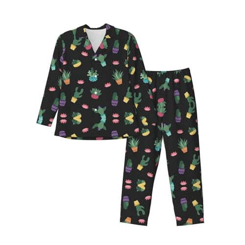 Pyjama Cactus col cranté | Ensemble de détente léger contre la chaleur nocturne