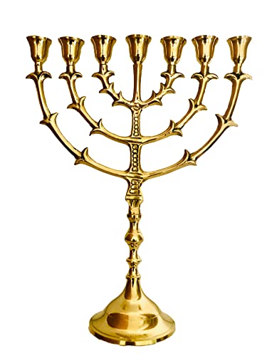 Salomons Menorah 7 Branch, Salomons Menorah .Antique Replica Solid Brass/Copper 12" inches Bronze 7 Branches Menorah Candle Holder from Israel,