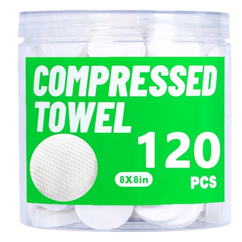 Compressed Travel Towels, Disposable Compressed towel, Portable Coin towel, Mini Face towel, Space-Saving, Portable (120 count, 8×8 inch)