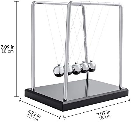 Newton's Cradle Desk Toy Pendulum Ball Swing Large 19cm Swinging Balls Pendulum Wave Wooden Base Stainless Steel-Stress Relief Gift Office Desk Gadgets Physics Science Home Decorations Toys4boys