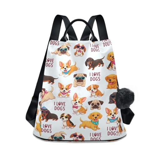 Sac à dos mignon motif chien coloré avec ouverture arrière de sécurité