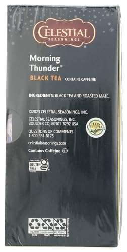 Celestial Seasonings Black Tea, Morning Thunder with Mat?, 20 Count (Pack of 3)