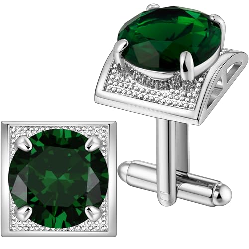 HAWSON Dark Green Birthstone Cuff Links Mens...