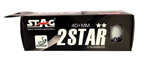 Stag Two Star Tischtennisball, Kunststoff, 40 mm, 3 Stück (weiß) - Image 3