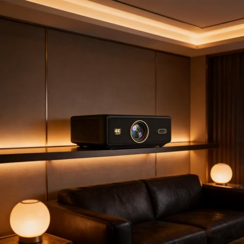 Image of (4K HDR10, 30000 Lumen, HDMI ARC) AUN Legend Gold Pro Projector 4K Ultra HD, Fully Sealed, AI Auto Focus, YouTube Hot* Prime Android 3G 32G, 2500 ANSI 1080p Native Mini LED AUN Projector