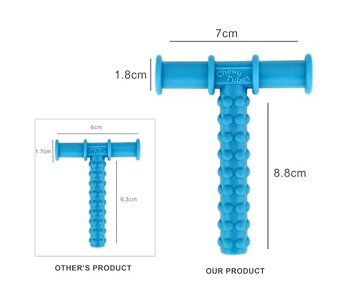 Image of Chewy Tube for Oral Sensory Therapy Blue | Non-Toxic Biting & Chewing Tool for Autism, ADHD | Textured Teether for Children & Adults (Blue chewy tube)