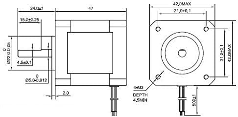 Mechanical dimensions diagram for Nema 17 Stepper Motor 17HM19-1684S