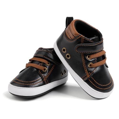 Image of CENCIRILY Baby Boys Girls High Top Sneakers Soft Soles Anti Skid Infant Ankle Shoes Toddler Prewalker First Walking Crib Shoes