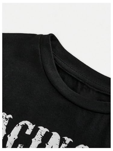 Verdusa Girl's Vintage Letter Print Graphic Tees Crew Neck Crop Tops Short Sleeve Fitted Tops3