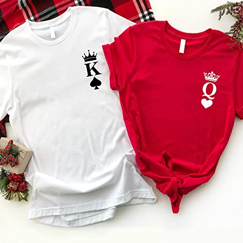 King of Spades & Queen of Hearts Pocket Matching His and Hers Pyjama Set with T-Shirt and Bottoms - Couple Matching - Valentines- Gifts Multicolored3