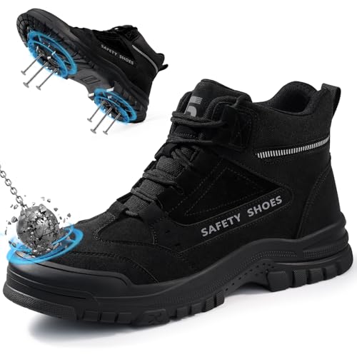Steel Toe Shoes for Men Lightweight Work Boots for Men Comfortable Steel Toe Boots Industrial Work Shoes Breathable Safety Shoe Construction Indestructible Safety Boot