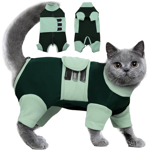 MORVIGIVE Cat Apparel for Small Cats Adjustable Relief Vest with Zipper Suitable for Thunderstorms Fireworks Separation Travel Anti-Anxiety Comfortable Wrap to Keep Pet Calm Green Small