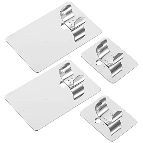 DOITOOL 4pcs Nail Art Ring Palette Makeup Mixing Palette Stainless Steel Foundation Flat Ring Handle Easy to Carry