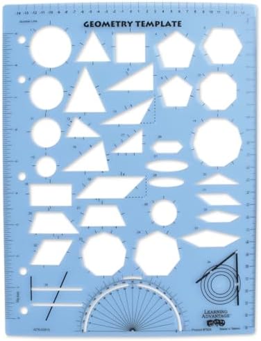 LEARNING ADVANTAGE Geometry Template, Stencil for 2D Shapes and Angles