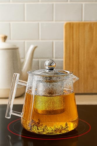 Image of ANKUL Borosilicate Glass Coffee & Tea Pot with Stainless Steel Infuser 500ml - Heat-Resistant Loose-Leaf & Brew Maker (Ankul - 12)