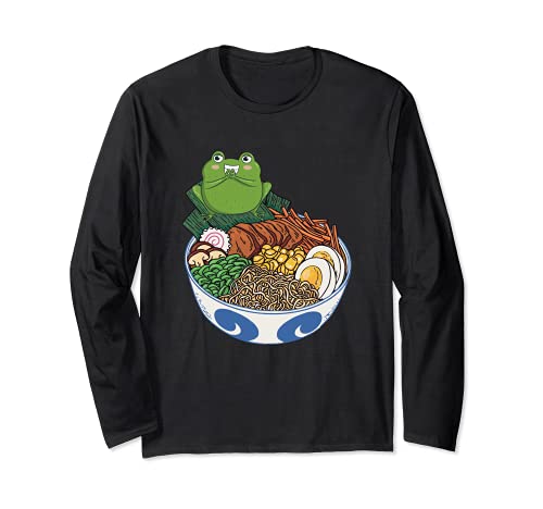 Cute Sitting Kawaii Frog Ramen Noodle Manche Longue