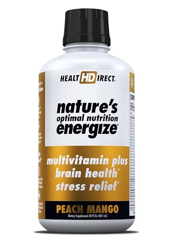 HEALTH DIRECT - Nature's Optimal Nutrition Energize Liquid Multivitamin Superfood - 140+ Nutrients - Mental Clarity & Energy - Immune & Cardiovascular Support – 30 Servings – Peach Mango HEALTH DIRECT - Nature's Optimal Nutrition Energize Liquid Multivitamin Superfood - 140+ Nutrients - Mental Clarity & Energy - Immune & Cardiovascular Support – 30 Servings – Peach Mango