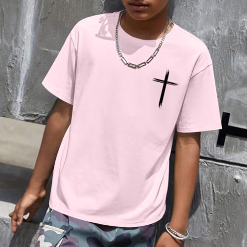 Image of KEEVICI Boys Christian Graphic Tees God Jesus Shirts for Kids Cross Faith Bible Verse Inspirational Religious Cotton T Shirt
