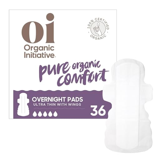 Image of oi Ultra Thin Period Pads with Wings, 100% Organic Cotton, 36 Count