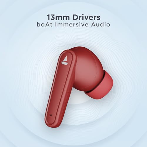 Image of Boat Airdopes 115 in Ear TWS Earbuds with ENx & Beast Mode, Upto 24 Hrs Playback and ASAP Charge(Raging Red)