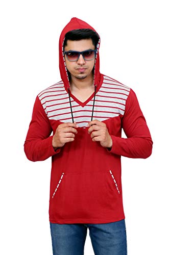 Image of Men's Cotton Hooded Full Sleeves Round Neck Casual T-Shirt