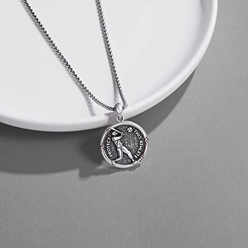 925 Sterling Silver Athlete Protection Necklace Sports Theme Amulet with Stainless Steel Chain2